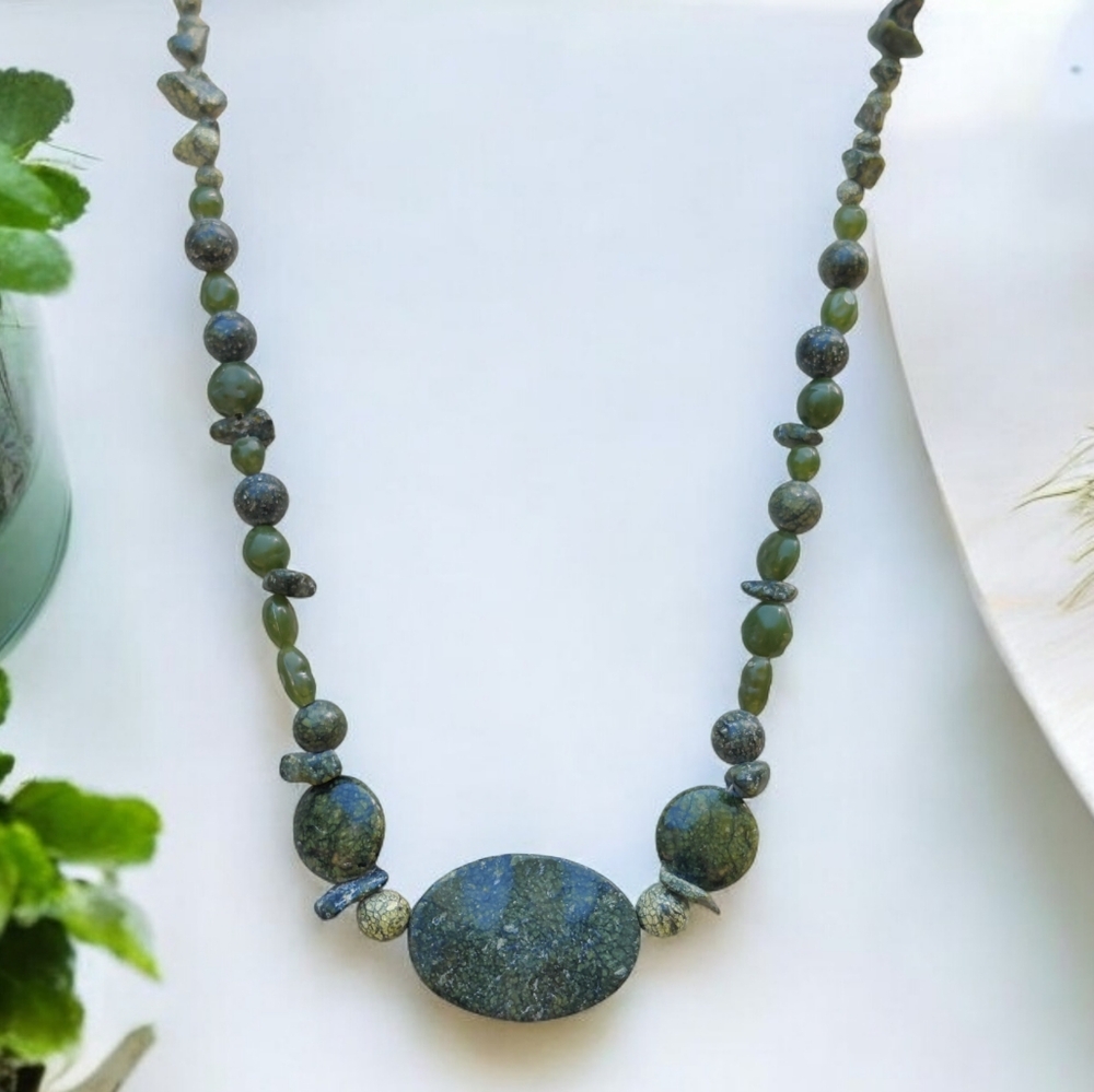 26" rare serpentine healing necklace